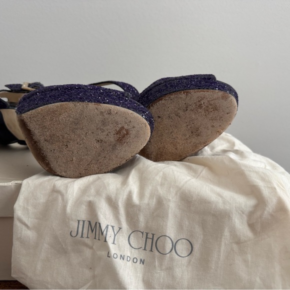 Jimmy Choo Dark Purple Glitter Heels size 8 - Picture 4 of 5